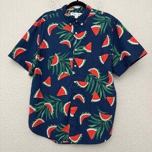 Old Navy Slim Fit Short Sleeve Button Down Shirt Watermelon Print Size XL